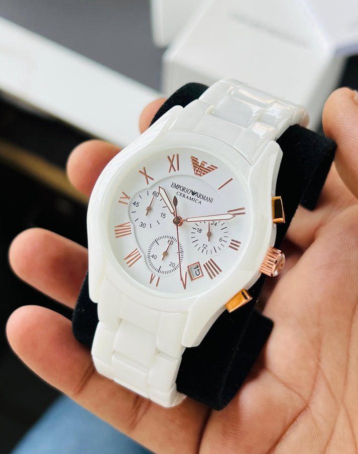Emporio Armani White Ceramic Watch display picture 3