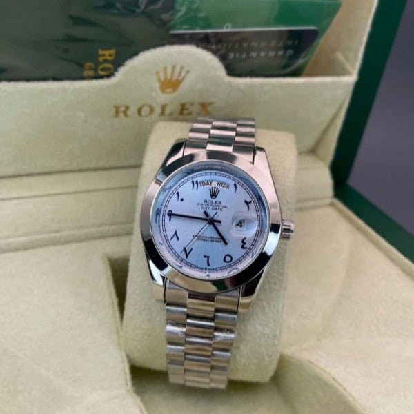 Rolex Day-Date Ice Blue Dial with Eastern Arabic Numerals – President Bracelet