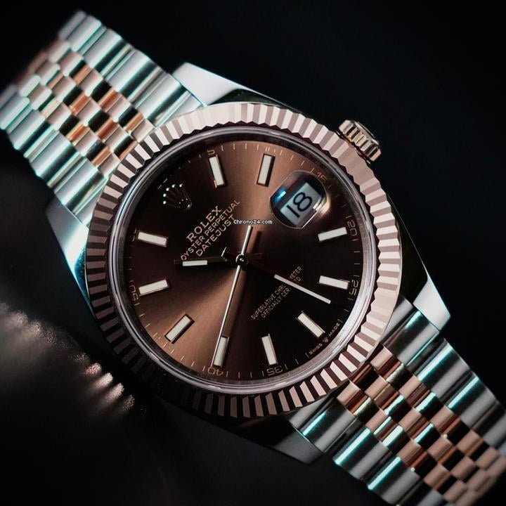 Rolex DateJust Silver & Rose Gold Automatic Watch