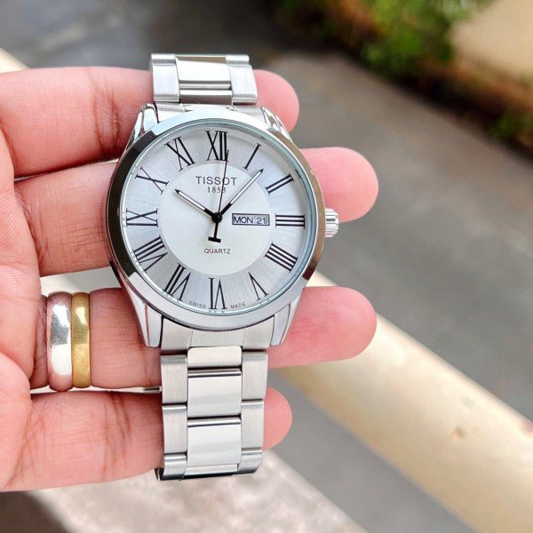 Tissot White Watch For Mens With Day And Date