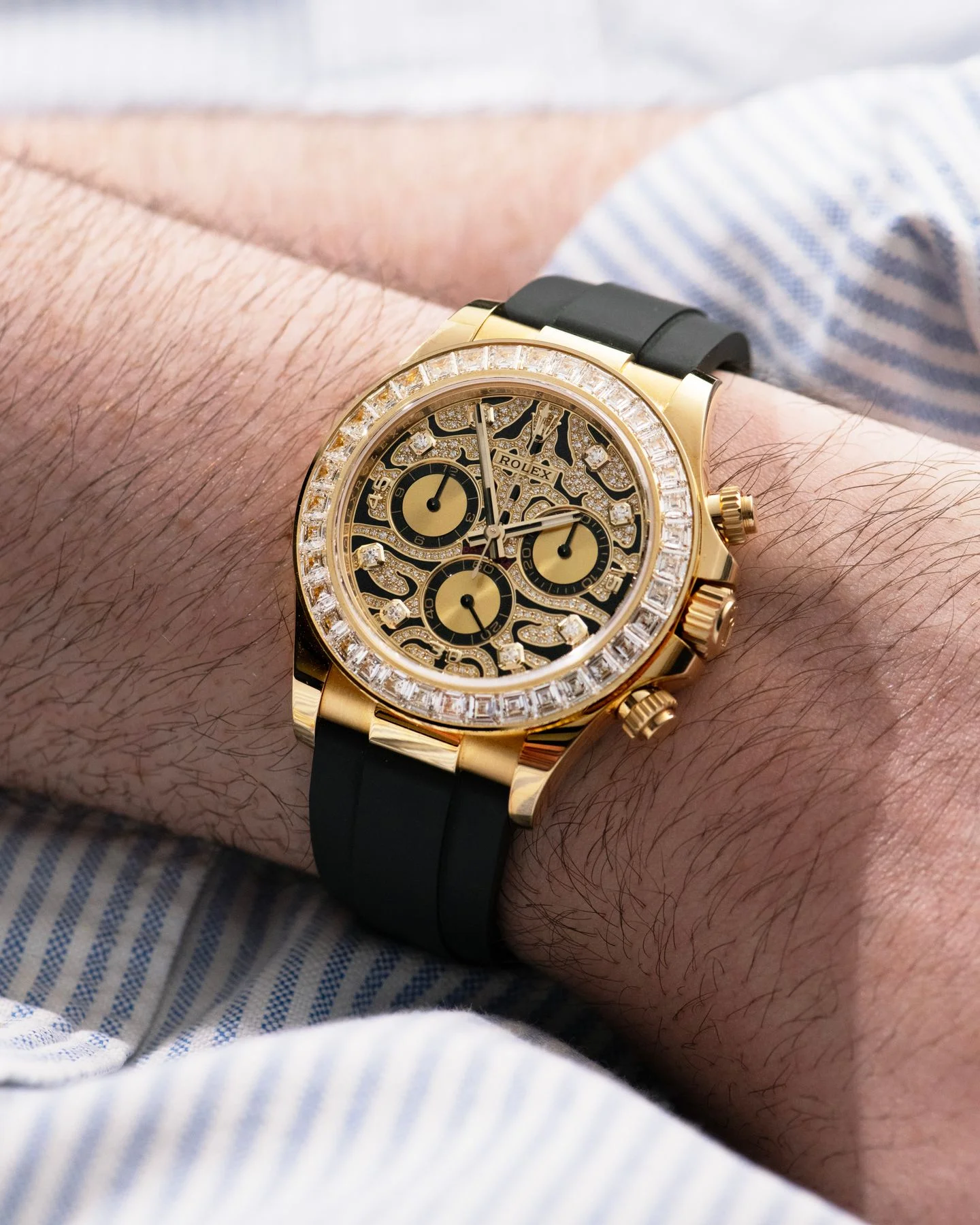 Royal Gold Rolex Tiger Diamond Chronograph Luxury Watch